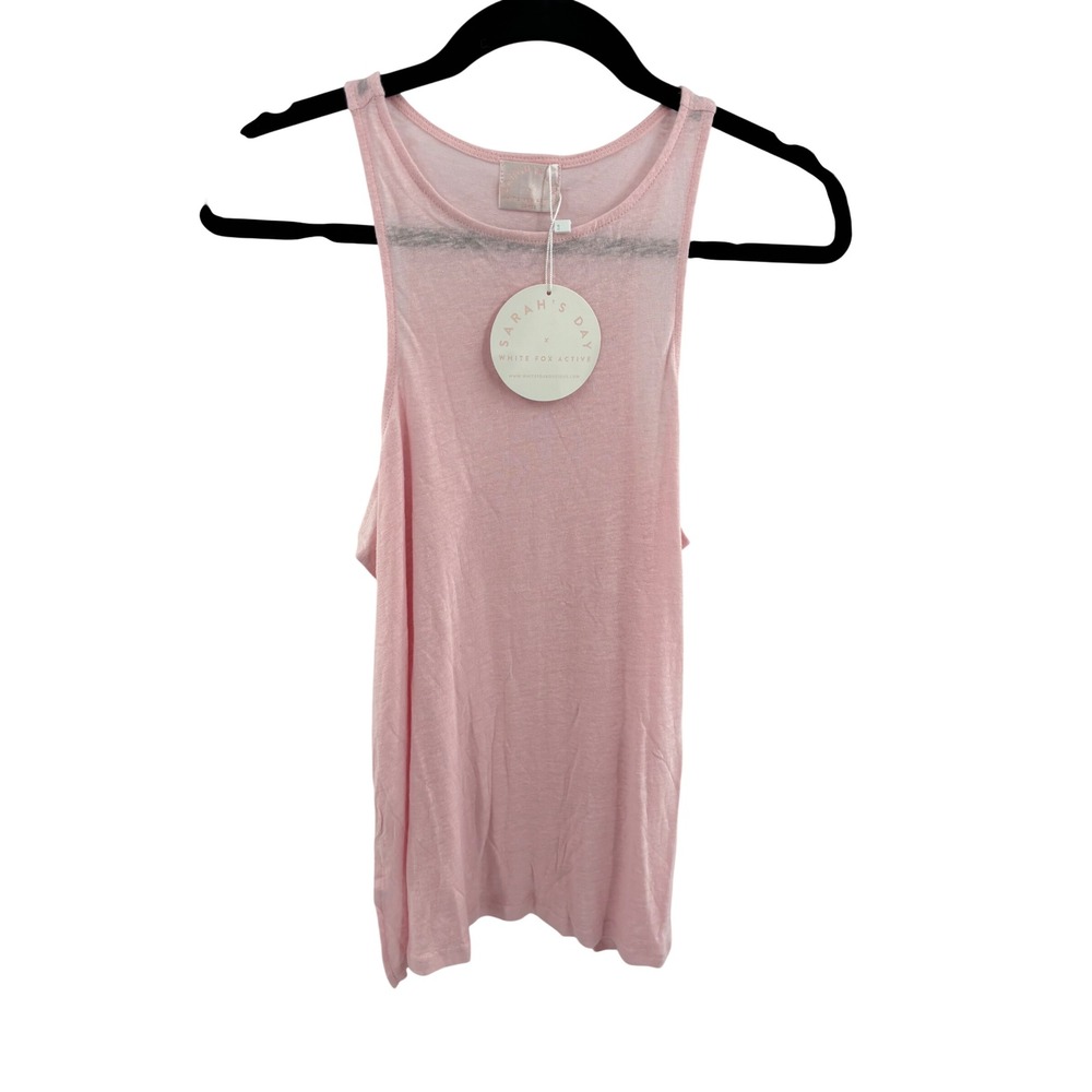 NWT Sarahs Day x White Fox Active Pink Linen Blend Racerback Tank Top Large